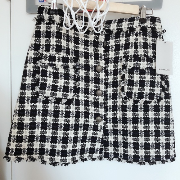 NWT ZARA BASICS TWEED SKIRT - Picture 6 of 8